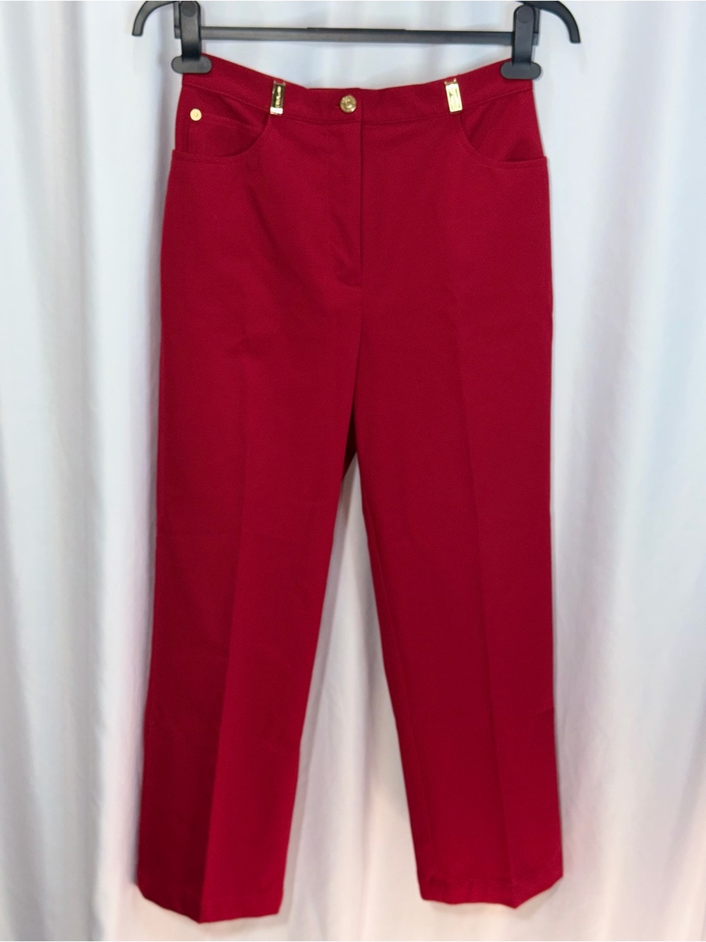 St. John Sport by Marie Gray Red Knit Pants Size 10 Straight Leg
